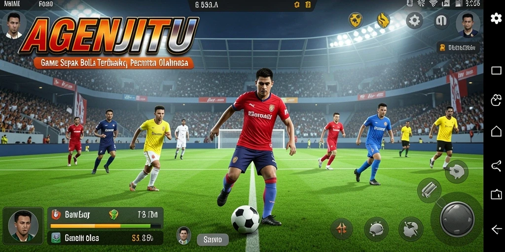 Tampilan gameplay AGENJITU dengan aksi sepak bola yang mendebarkan.