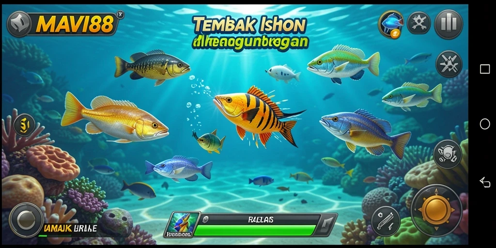 Tampilan screenshot dari gameplay menarik <strong>AMAVI88</strong> saat menembak ikan.