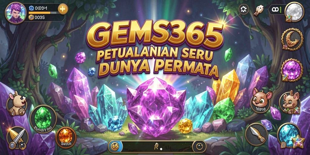 Tampilan gameplay GEMS365 yang penuh warna dan interaktif.
