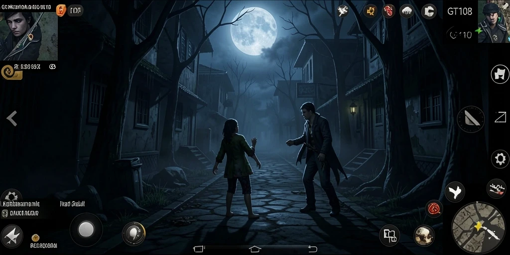 Screenshot gameplay GT108 menampilkan aksi menegangkan penuh horor.