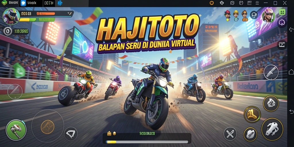 Tangkapan layar menunjukkan aksi balapan mendebarkan di HAJITOTO.