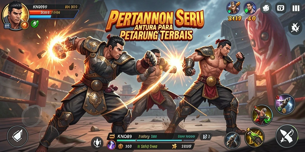 Screenshot KNO89 menampilkan duel seru antara dua petarung.