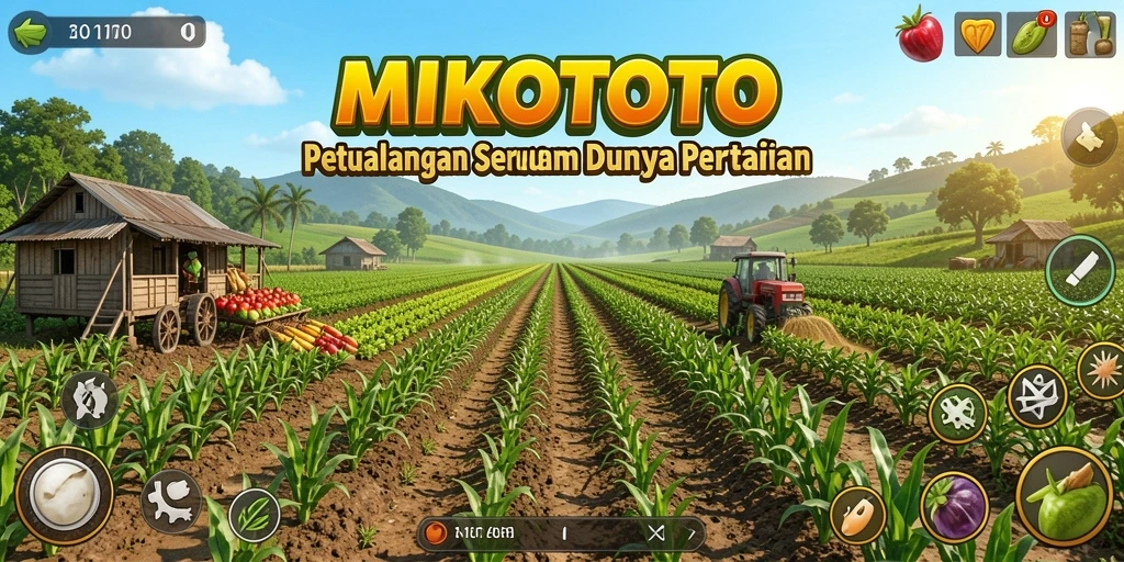 Screenshot gameplay MIKOTOTO yang menunjukkan aktivitas bertani yang menyenangkan.