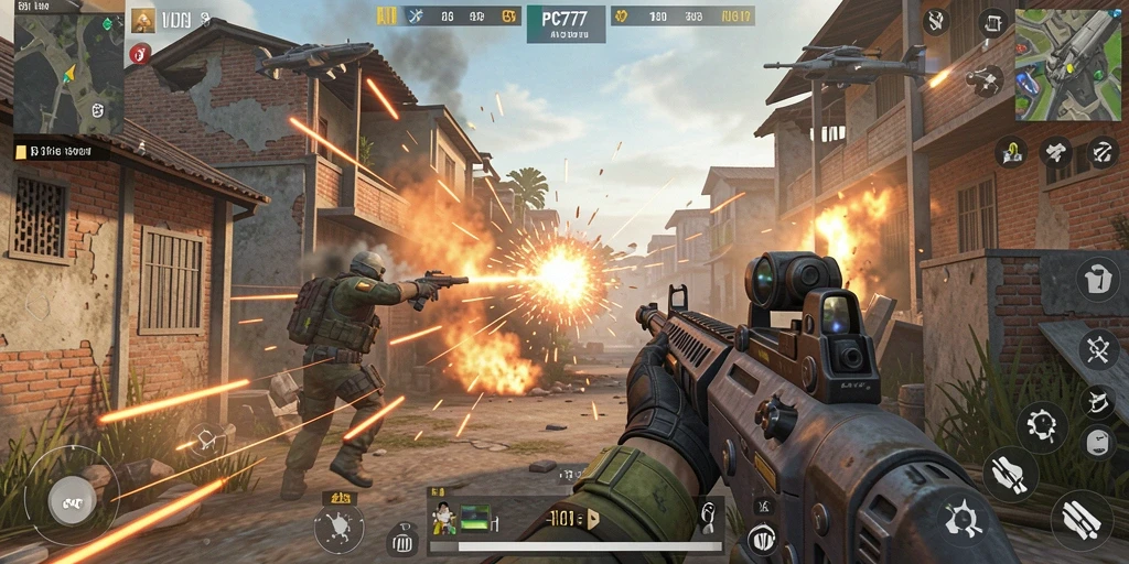 Gameplay mendebarkan di PC777 dengan aksi tembak-menembak intens.