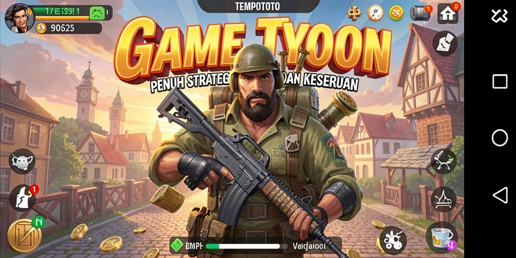 Screenshot TEMPOTOTO menampilkan momen seru saat membangun kerajaan bisnis.