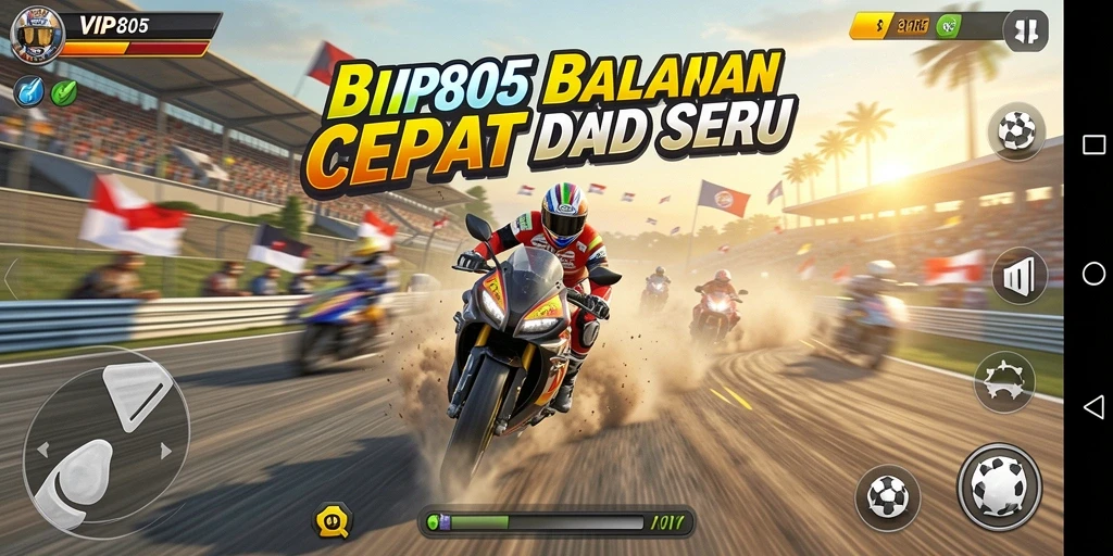 Tangkapan layar menunjukkan aksi balapan mendebarkan di VIP805.